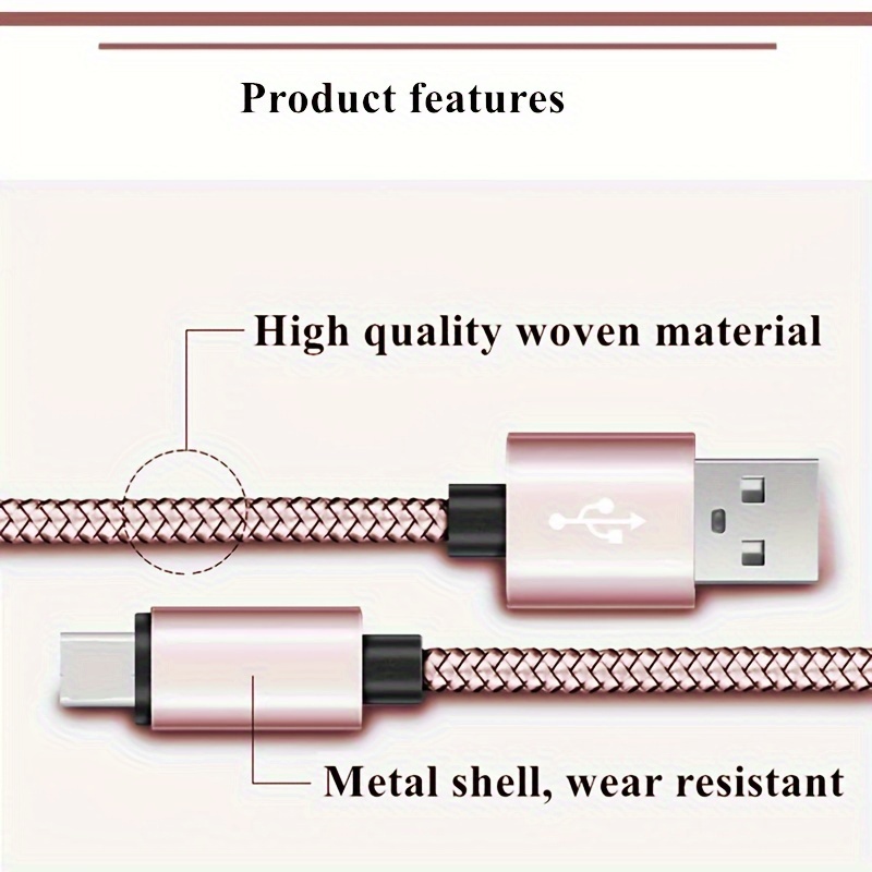 3 Paquetes De Cable USB Tipo C De Carga Rápida De 2 4 A - Temu