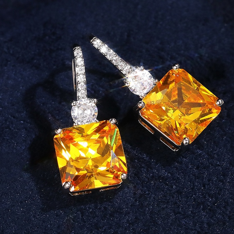 Citrine Dangle Earrings, 925 Silver Plated for Weddings