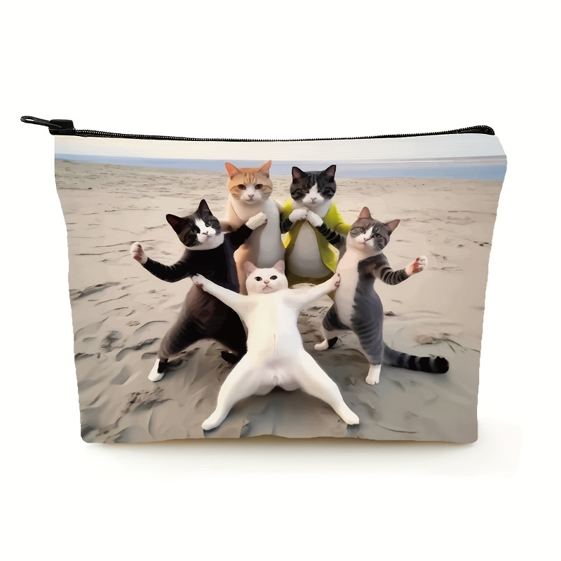 

Funny Cats On The Beach Cosmetic Bag Makeup Bag, Cute Travel Bag Birthday Gifts Friend Gifts For Women, Travel Essential Lightweight Makeup Organizer, Versatile Coin Purse