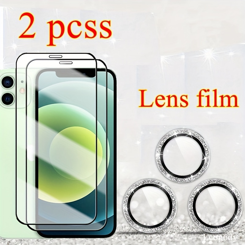 2 Paquetes Para IPhone 11 12 13 14 Pro Mini Plus Max [2x Película De Vidrio  Templado De Privacidad] + [2x Protector De Lente De Cámara] + [2x Película