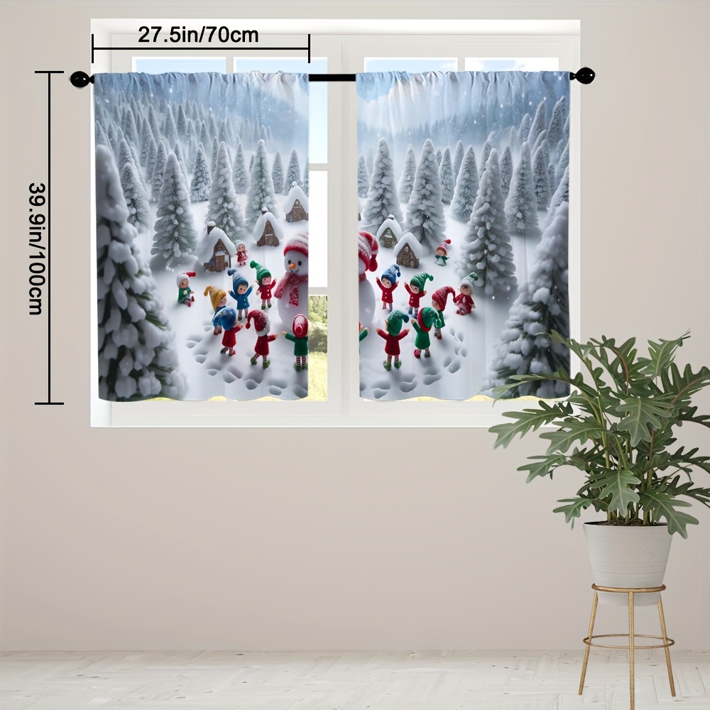 2 Paneles Cortinas Blancas Copo Nieve Navidad Sala Estudio - Temu