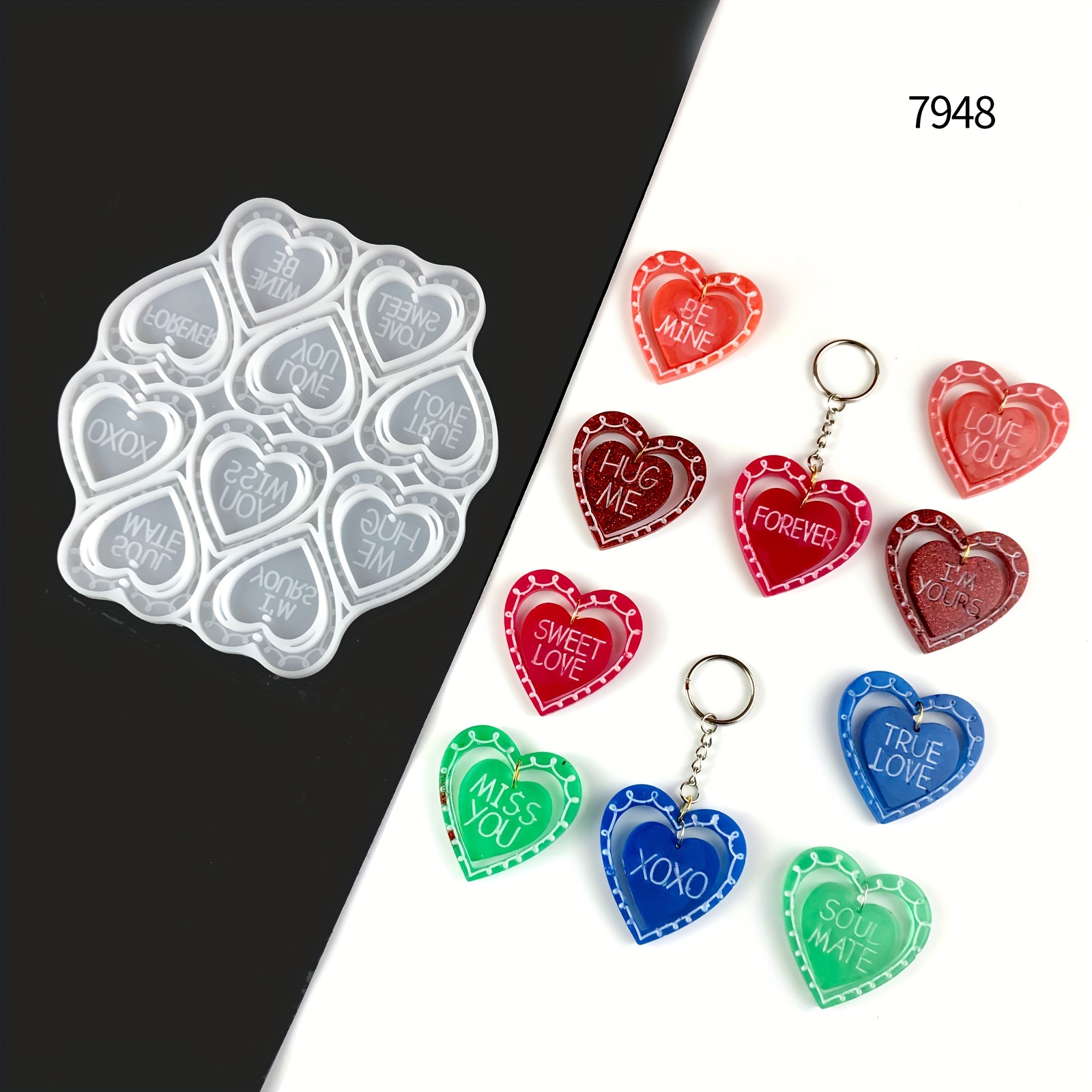 Resin Heart Shape Pendant Keychain Silicone Mold Epoxy Resin Mold For DIY  Necklace Craft Jewelry, Bracelet, Earrings, Fondant Candy Chocolate Cake