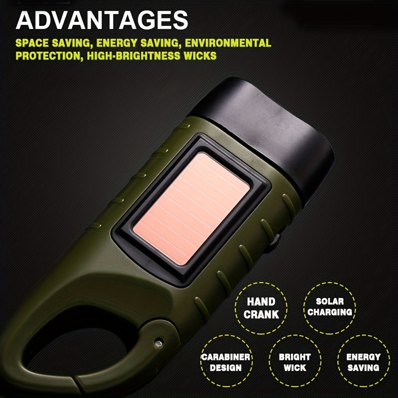 Portable Solar Powered LED Flashlight Hand Crank Rechargeable Survival Gear  Self Powered Charging Torch Dynamo For Camping Light