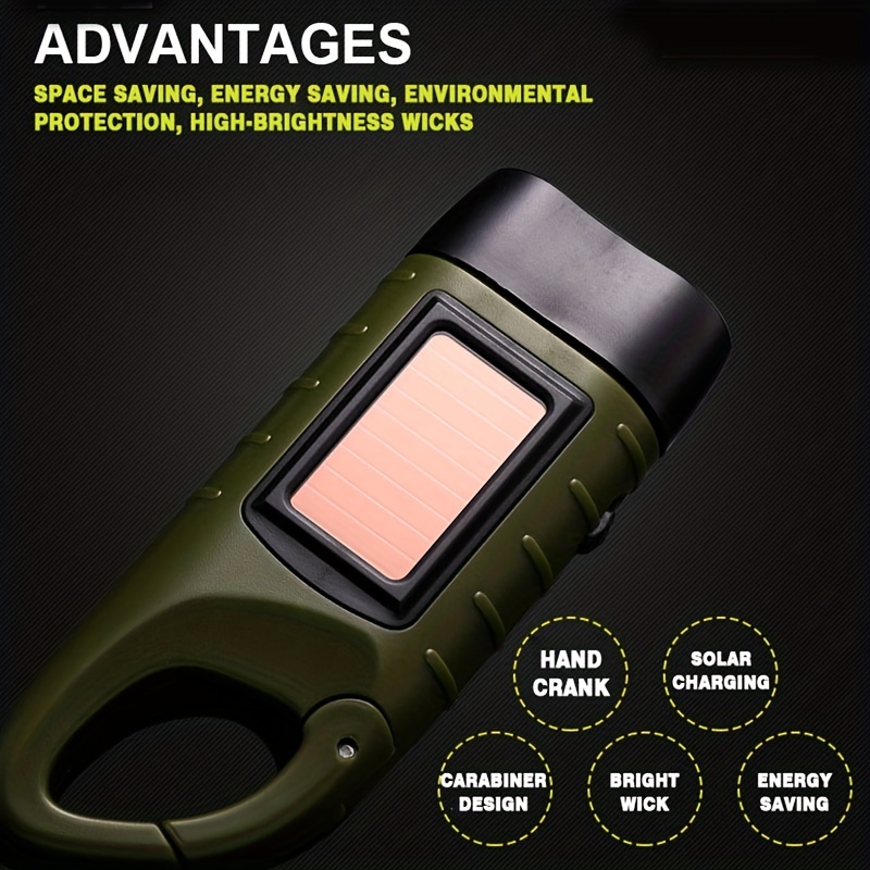 Portable Hand Crank Flashlight With 3 Led Lights For Camping