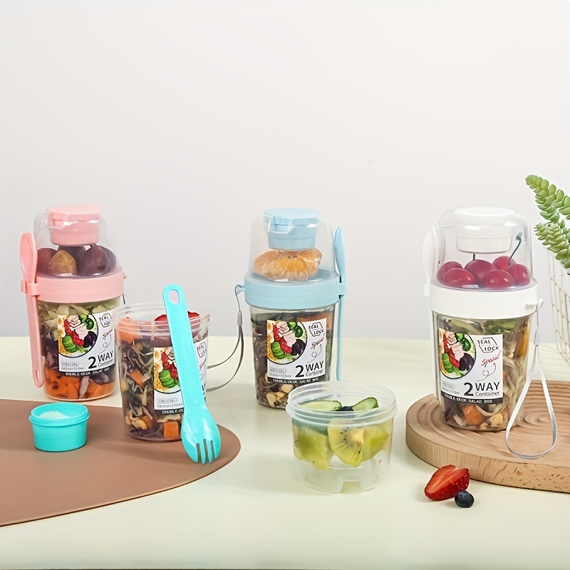 Fresh Salad to Go Container Set, Keep Fit Salad Meal Shaker Cup with Fork  and Salad Dressing Holder, Healthy Salad Container, Vegetable Breakfast to  Take Away Fruit and for Lunch, salad dressing