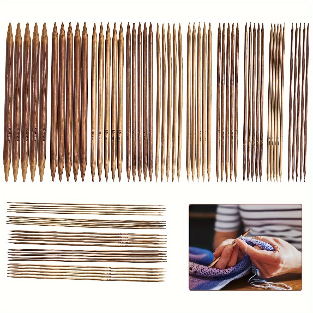 Bamboo Knitting Needles Set Double Pointed Handmade - Temu