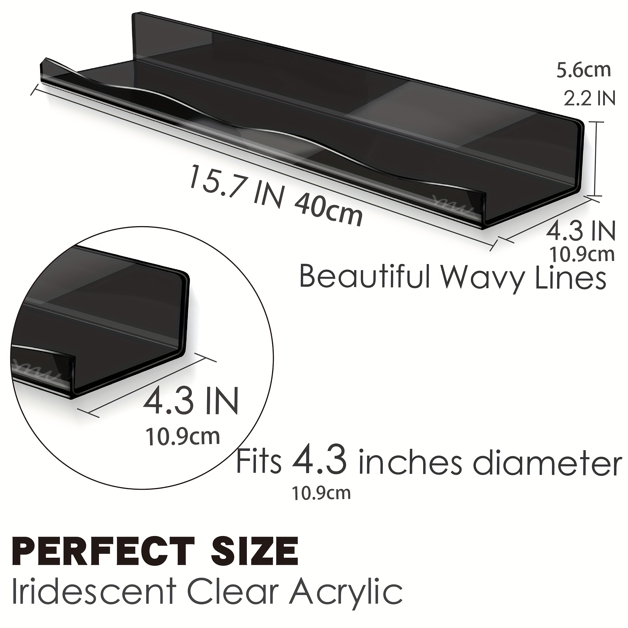 40Cm Storage Rack Acrylic Shelf Clear Wall Mounted Thick