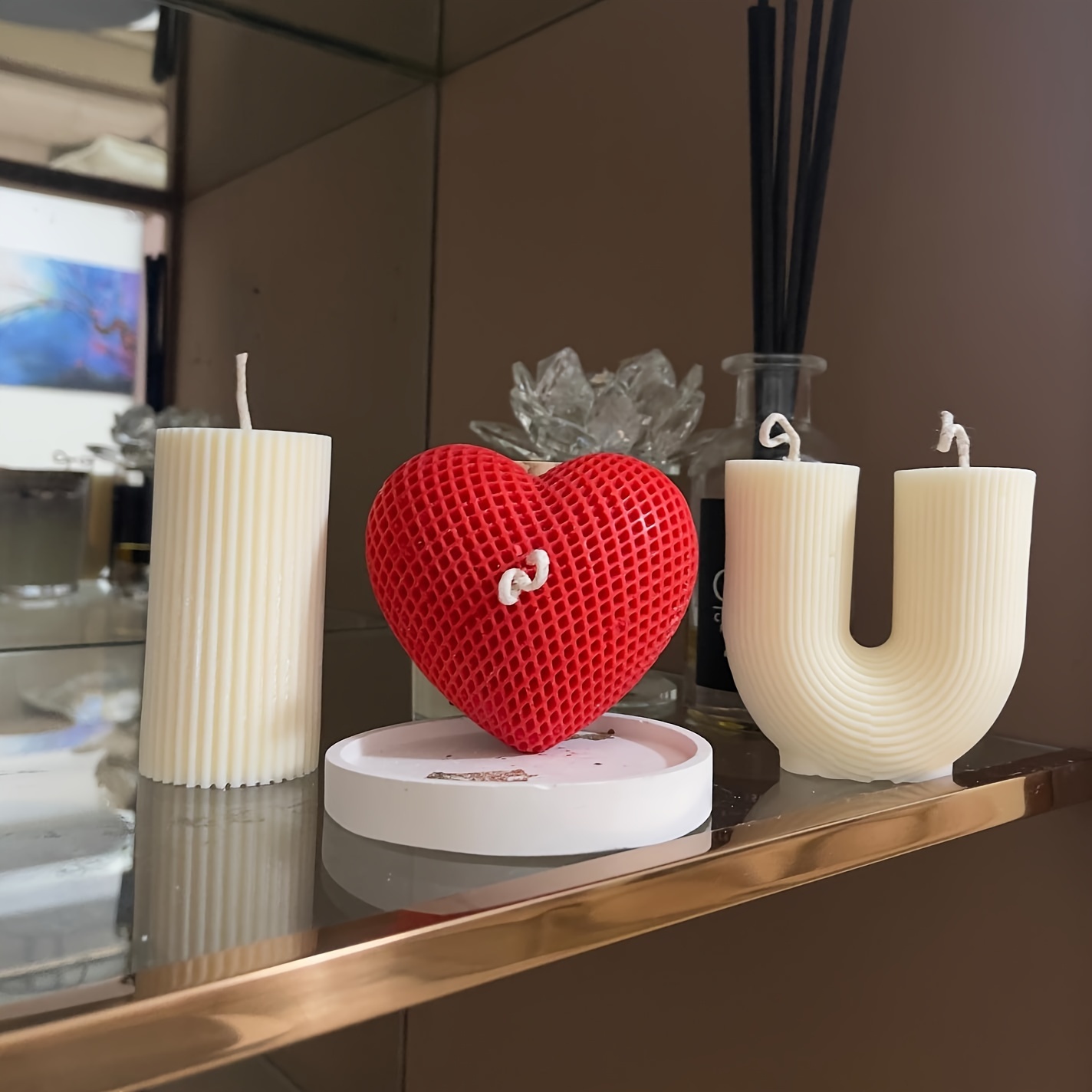1Pc 3D Heart-shaped Candle Silicone Mold DIY Handmade Candle Decoration  Mo;;^