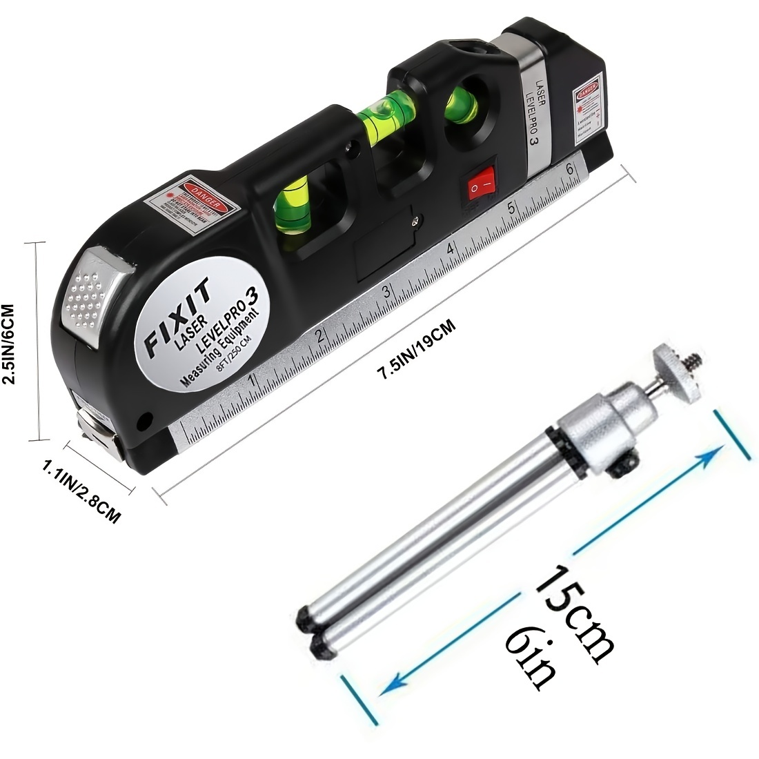 Black Laser Level Multipurpose Cross Line Laser Measure Tape - Temu