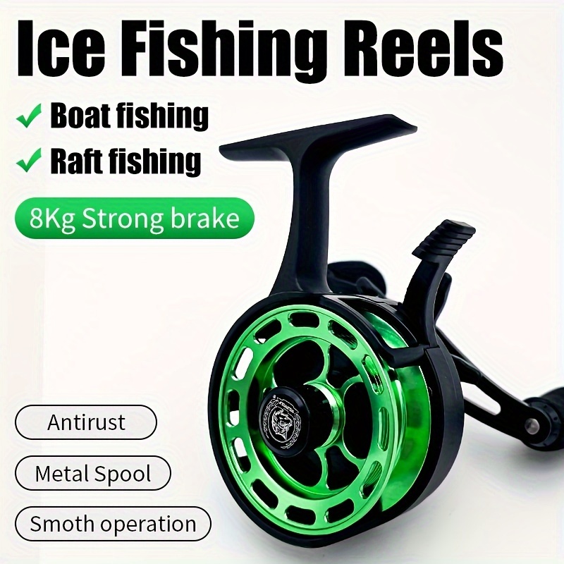 Fiblink Inline Ice Fishing Reel Right/Left Handed Fishing Raft Wheel Ice Reels (Left Handed)