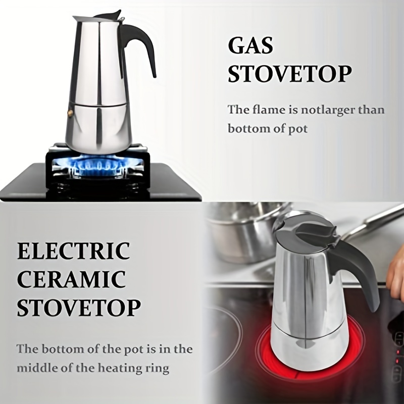 Electric Coffee Maker, Stainless Steel Espresso and Cappuccino Machine Stainless Steel Mocha Pot Coffee Maker (300ml)