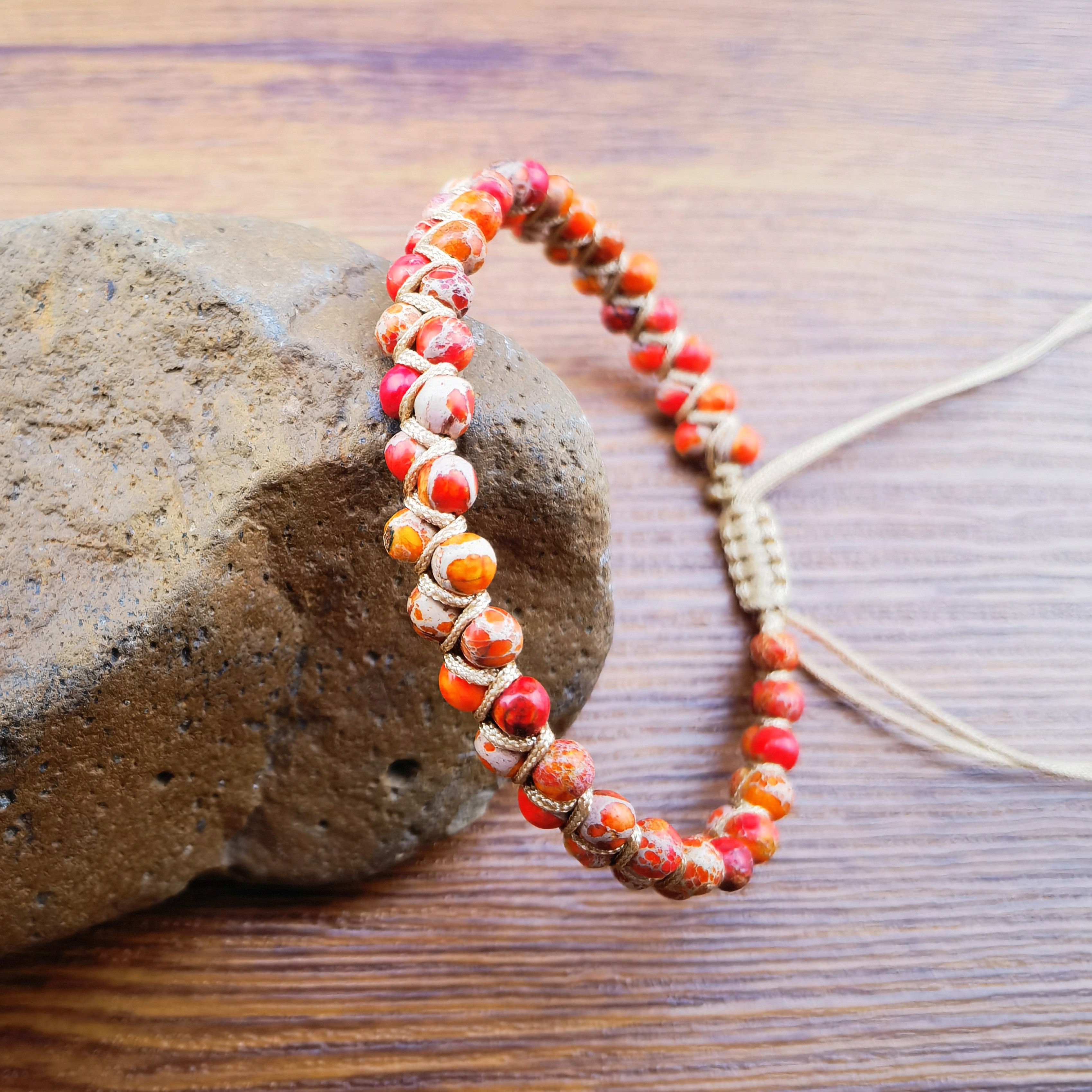 Handmade Yoga Bracelets Braided With Natural Stone - I'm Loving Yoga