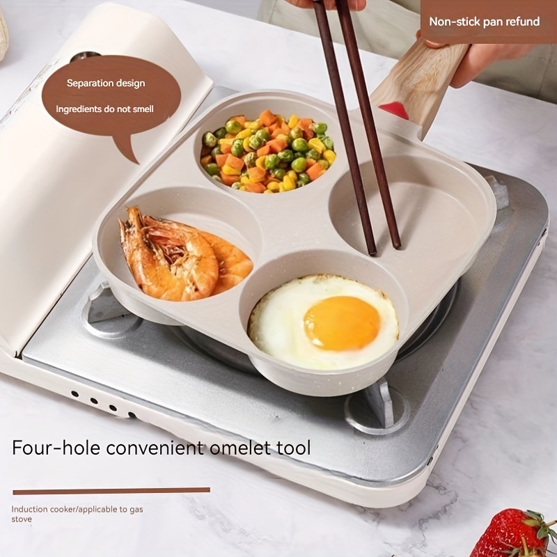 Omelet Skillet, Large 4-slot Multifunctional Frying Pan, Non-stick Pan,  House Egg Burger Frying Pan, Kitchen Supplies, Household Cookware - Temu