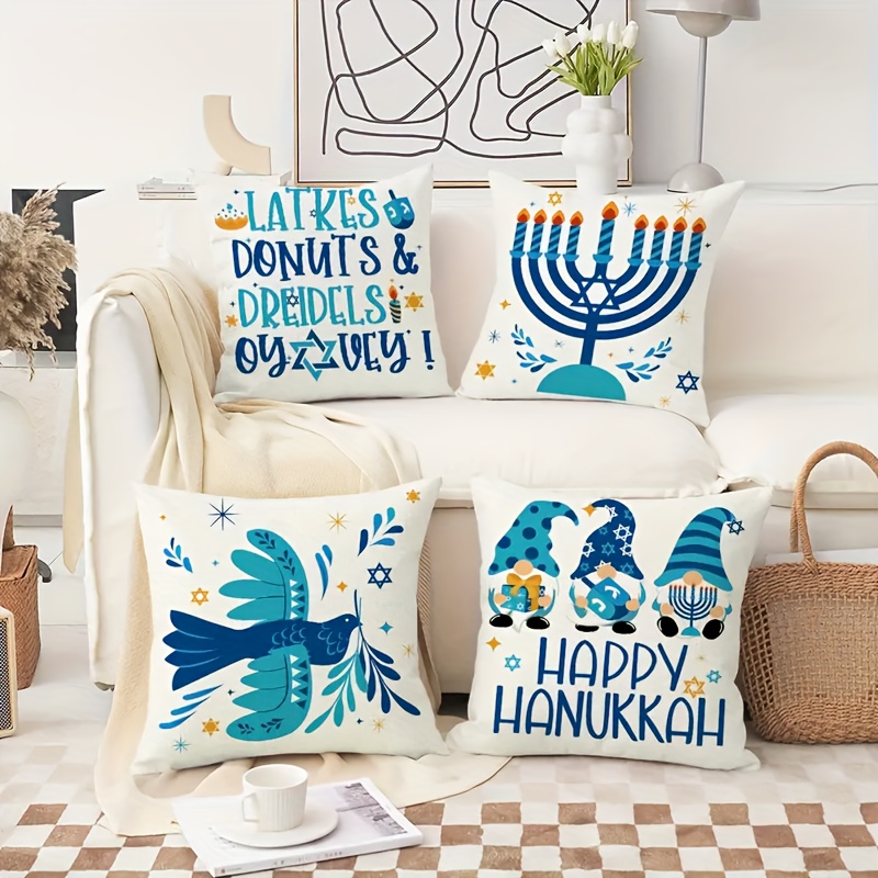 Hanukkah Letter Throw Pillow Cover, Home Sofa Cushion Cover, Linen Blend  Letter Car Pillow Home, Pillow Insert Not Included - Temu