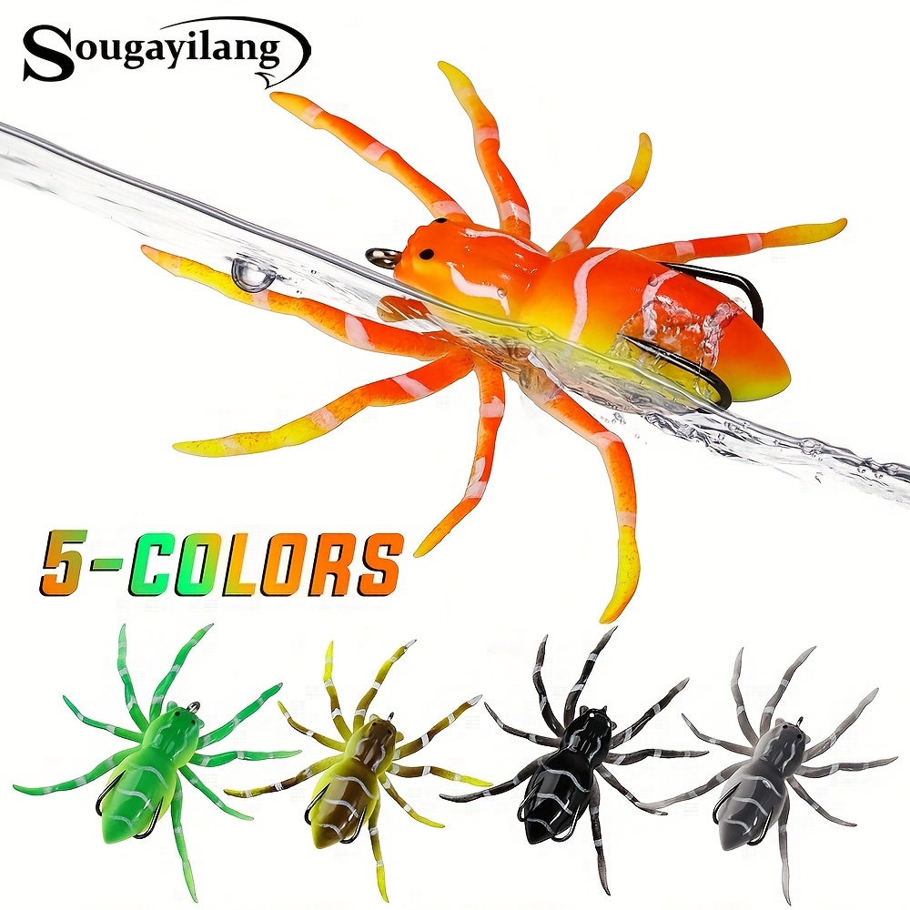 Sougayilang 5pc Spider Fishing Lure Realistic Spider Bait Artificial  Fishing Soft Lure Silicone Phantom for Freshwater Saltwater