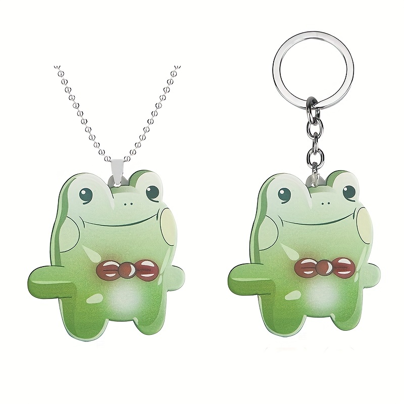 2d Frog Moon Keychain Animal Acrylic Key Chain Ring Purse - Temu