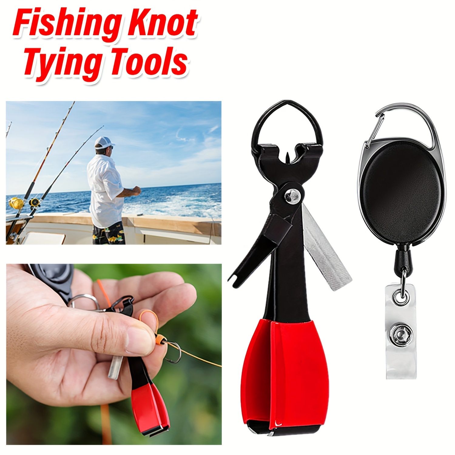 Mercury USA 8pcs Fishing Knot Tying Tool Gadget, Fishing Line Cutter, Multifunctional Safety Fishing Tool, Easy Hook Storing Device, Handy Tool  for Fisherman