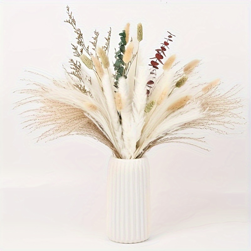Decoración de hierba seca de las pampas, 50 unidades, flores secas  naturales bohemias, decoración de eucalipto, ramo de plantas secas para  jarrón