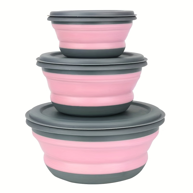 3pcs Foldable Bowl Set Portable Lunch Box for School Canteen Back to School