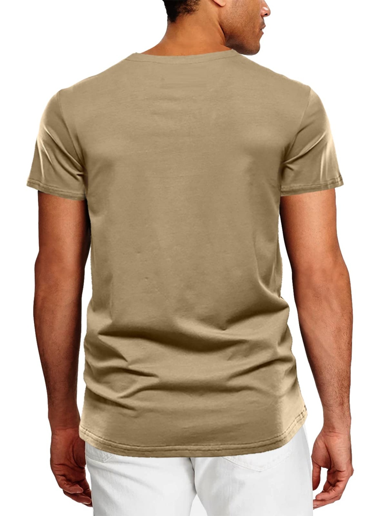 Men Plain Henley Shirt Short Sleeve Pocket T-shirt Summer Casual Tops