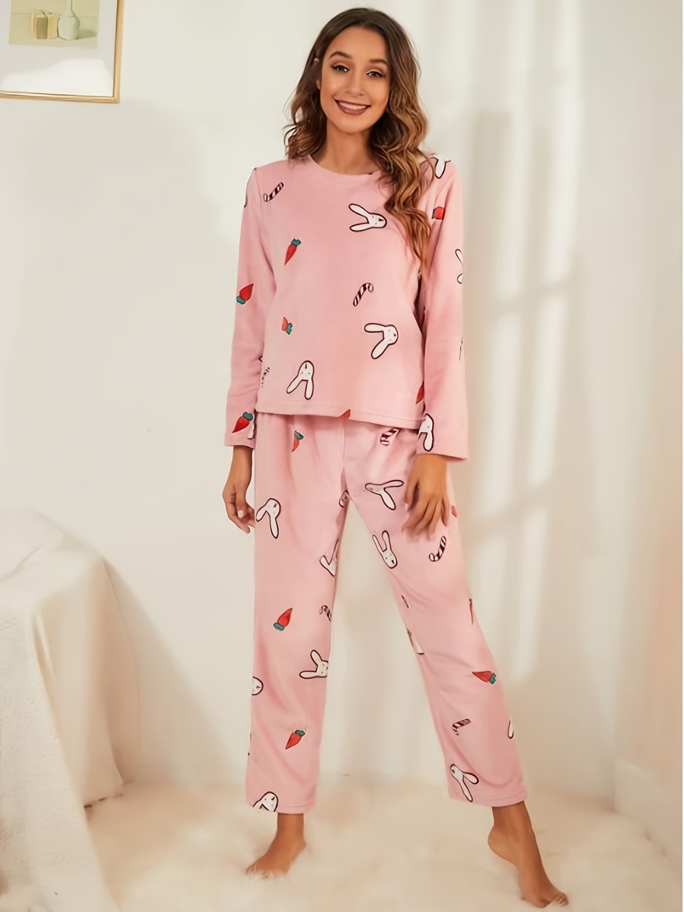Women's Warm Cotton Flannel Pajamas Set, Soft Long Sleeve Shirt And Pajama  Pants With Pockets : Target