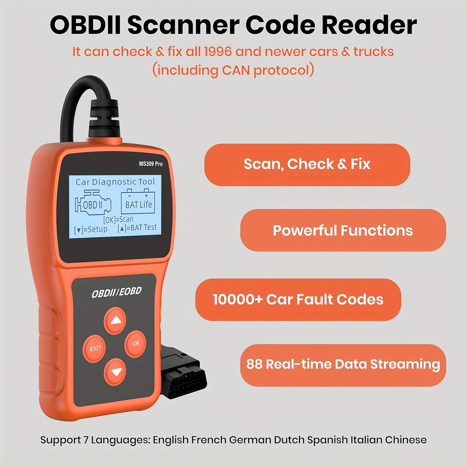 Enhanced Obd Ii Vehicle Code Reader Automotive Obd2 Scanner - Temu