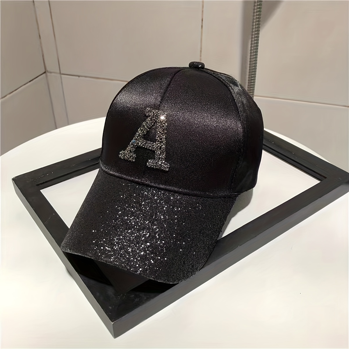 Glitter A Patch Baseball Cap Solid Y2K Sun Hats Hip Hop Dad Hat