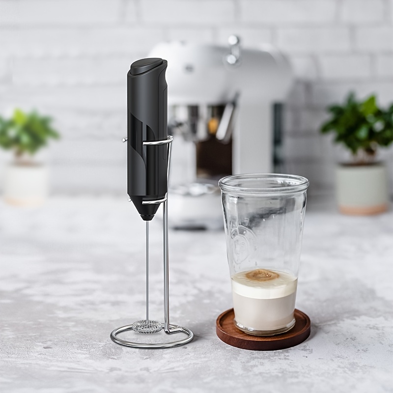 Electric Milk Frother With Stainless Steel Holder Cream - Temu
