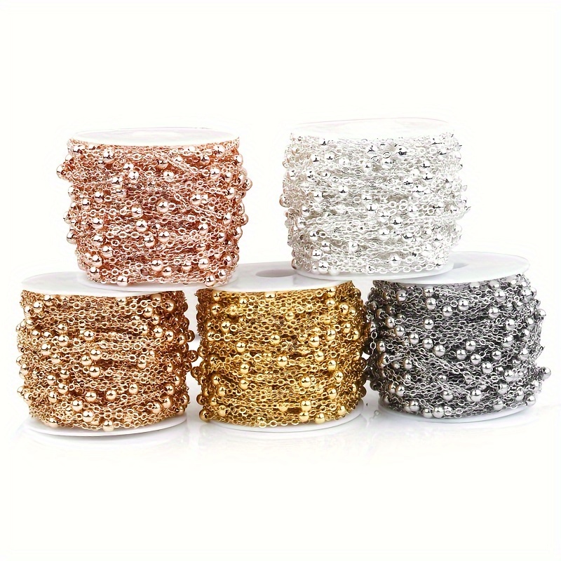 1 Meter Flat Round Bead Chain Stainless Steel Loose Chain For Diy Bracelet Necklace  Making Supplies - Temu Philippines