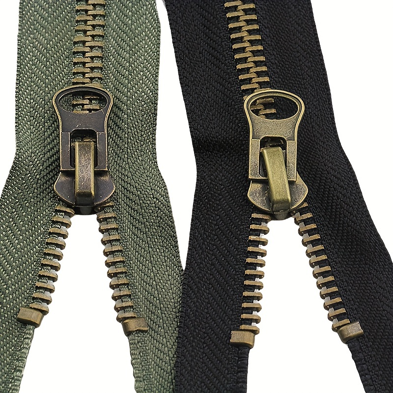 YaHoGa #8 30 Inch Antique Brass Separating Jacket Zipper Y-Teeth Metal  Zipper Heavy Duty Metal Zippers for Jackets Sewing Coats Crafts (30