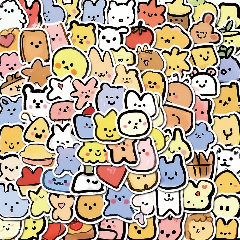 Cute Stickers for Journaling - 100Pcs Aesthetic PET Transparent Cartoon  Character Animal Sticker Pack for Kids Scrapbooking Bullet Junk Journal