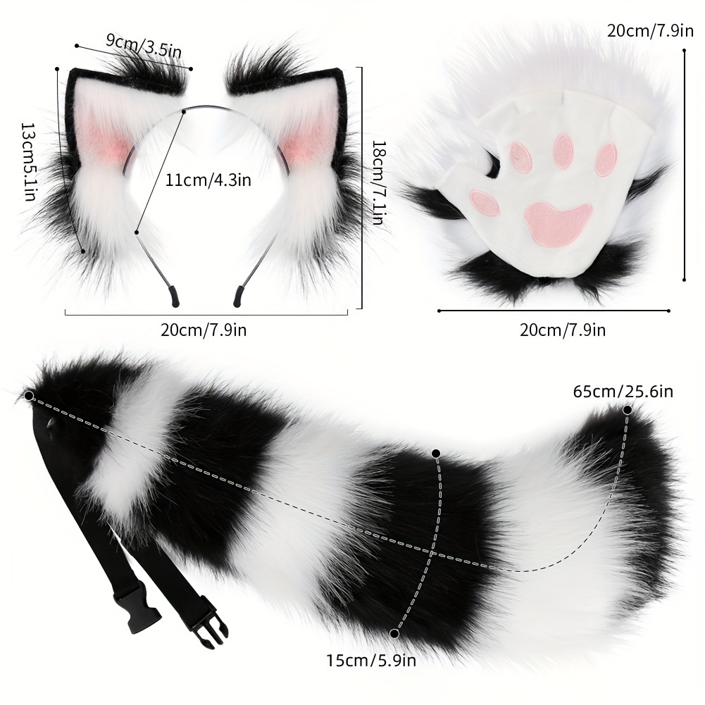 Argola de cabelo de orelha de gato de Halloween - acessórios de cabelo de  orelha de animal de pelúcia fofa - fantasia de cosplay adereços para fotos