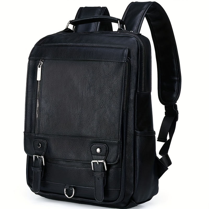 Mochila casual de moda para hombre, mochila de cuero PU negra para hombre,  bolsa de viaje, mochila de computadora de gran capacidad (color : marrón