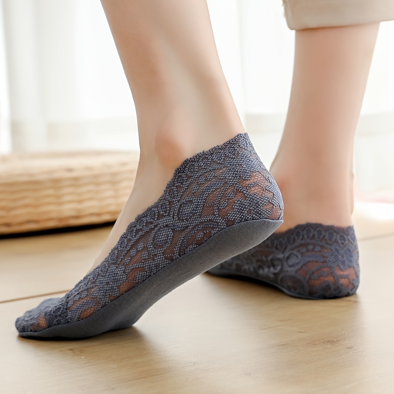 Floral Lace Ankle Socks Breathable No Show Non slip Mesh - Temu