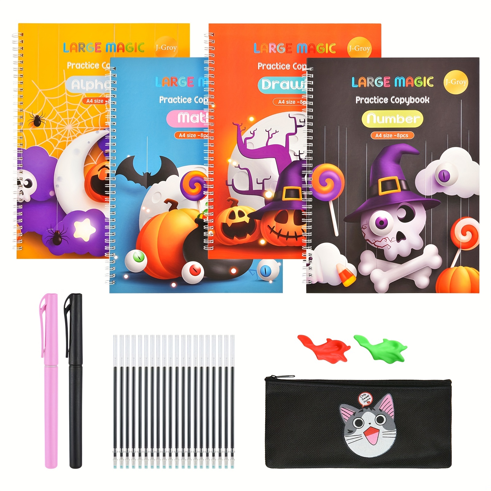 Halloween Magic Practice Copybook With Magic Pens For Students, A4