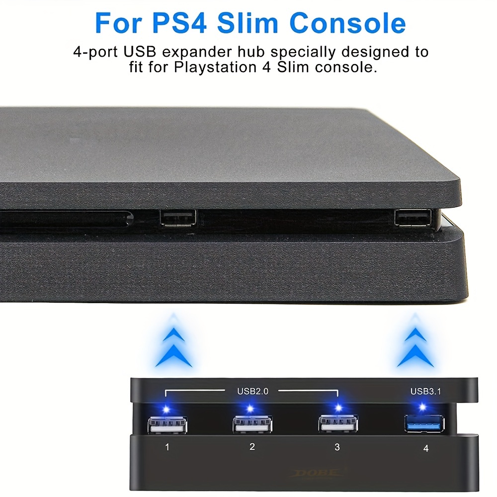 PS4 Slim USB Hub Adaptateur D'extension 4 Ports, Connecteur d'adaptateur de  Chargeur Hub compatible avec Sony Playstation PS4 Slim Console de jeu
