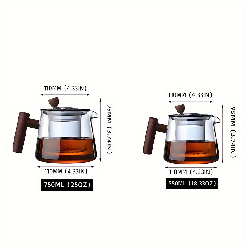 Glass Teapot Glass Teacup. Wooden Handle Teapot With Infusion, Household  Glass High Temperature Resistant Tea Maker Tea Kettle.perfect For Blooming  Tea And Loose Tea Leaves. Suitable For Family Dinners., - Temu