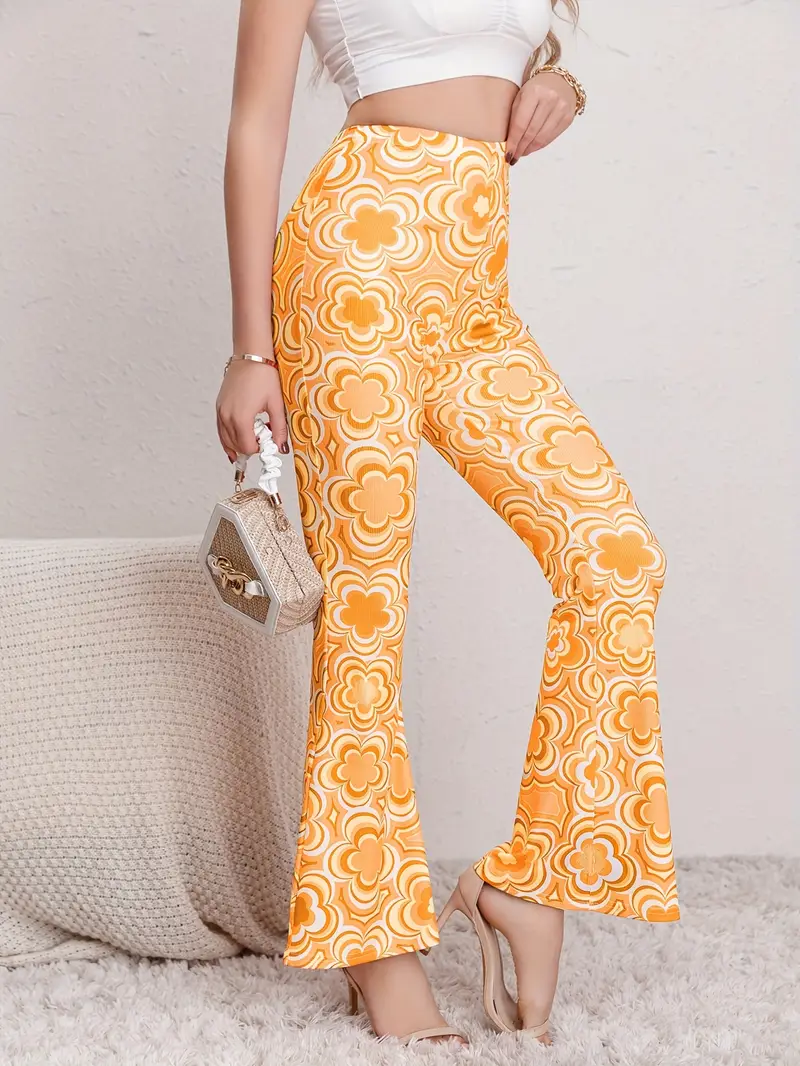 Forbidden Pants Random Print Casual Flare Pants Womens Clothing