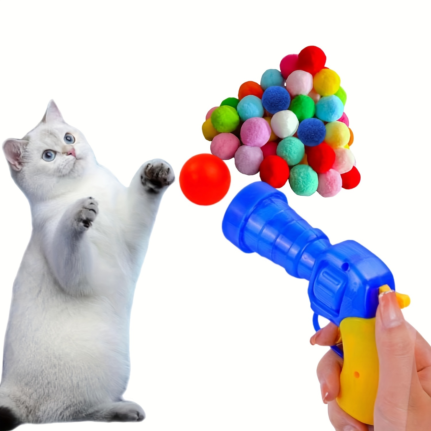 Jouet pistolet avec balles à plumes pour chat - Chatounette