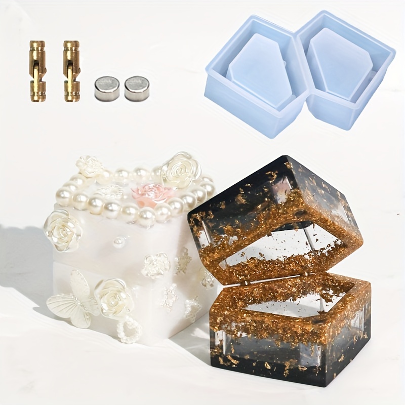 1pc Ring Gift Box Resin Molds, Ring Box Molds With Heart Shape Ring Storage  Box Silicone Mold For Wedding Diamond Ring Storage Box Epoxy Molds For Mak