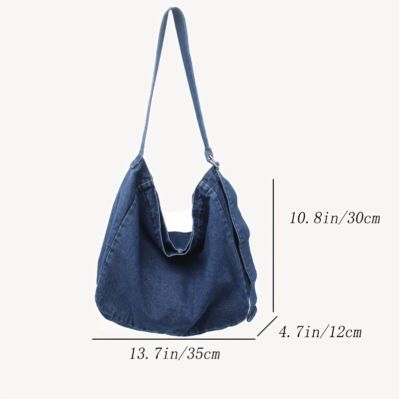 Oversized Teenager Casual Denim Fabric Hobo Shoulder Bag Female