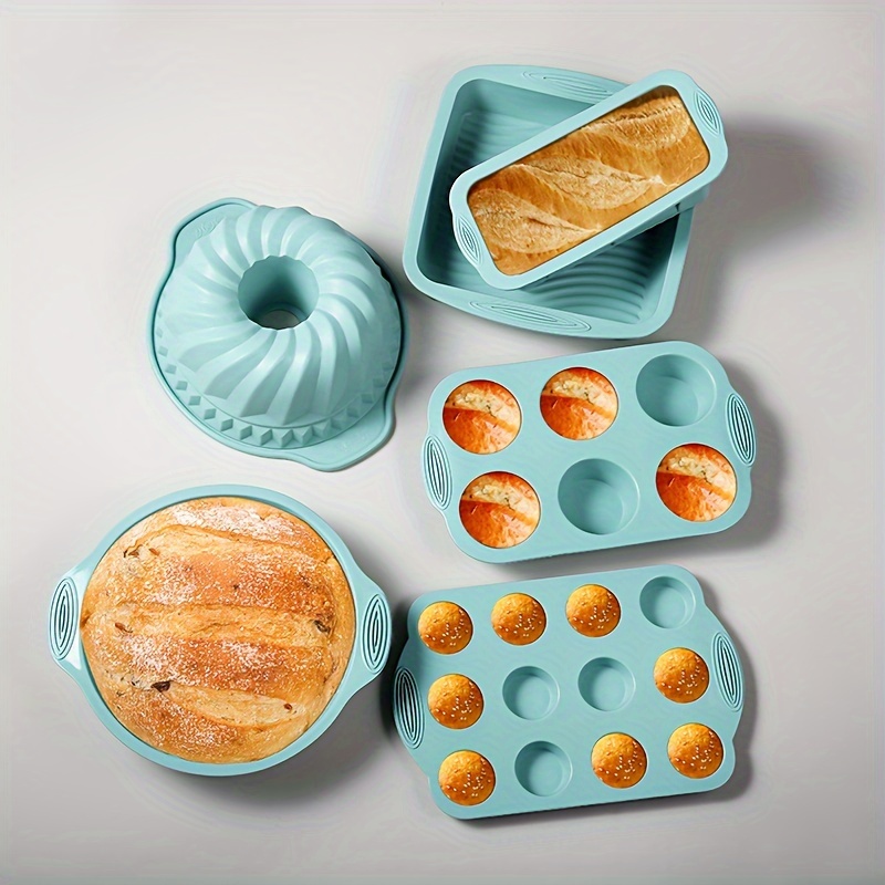 Non stick Silicone Baking Pan Set Includes Muffin Loaf Bundt - Temu Italy