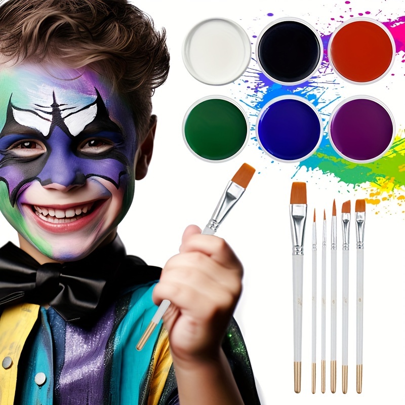 DE'LANCI Black White Red Face Body Paint, Face Painting for Skeleton Clown  Makeup, Pro Halloween SFX Makeup for Zombie - AliExpress