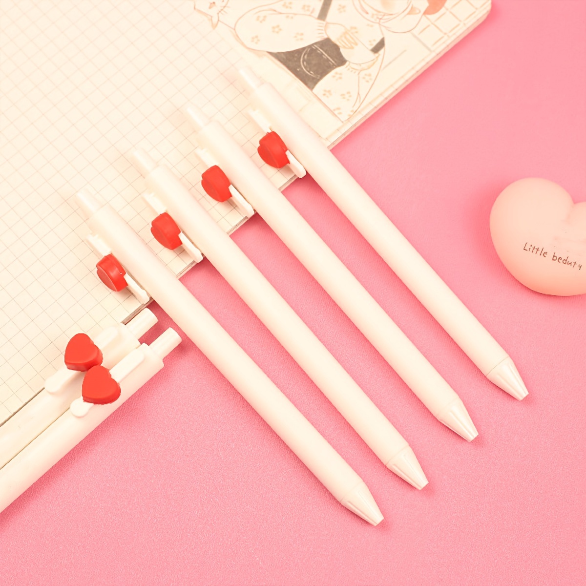 Cartoon Valentine's Day Gel Pen Creative Love Heart Happy - Temu