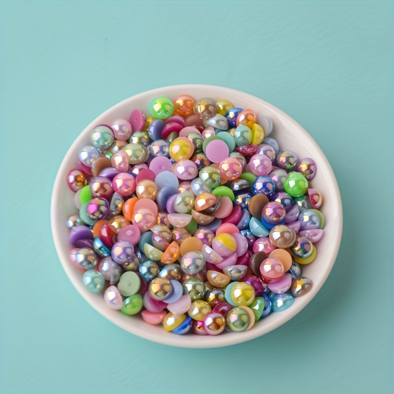 Ab Color Imitation Pearls Half Round Flatback Beads For - Temu