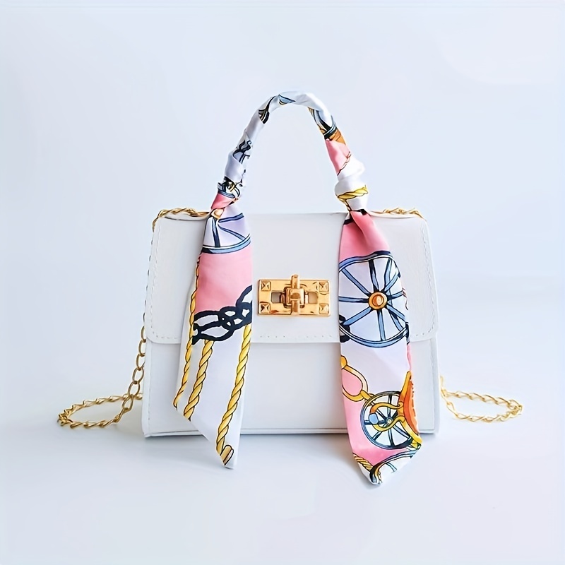 Twilly Scarf Decor Chain Strap Square Bag - Bags & Luggage - Temu
