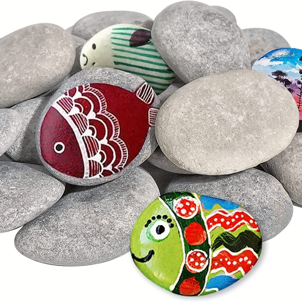 24 rocas de río para pintar, piedras naturales para artes de bondad, 2-3  pulgadas, perfectas para proyectos de bricolaje, manualidades a mano para