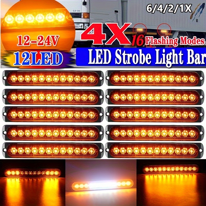 12/24V Lampe Stroboscopique Flash Lumière Orange Pour Voiture
