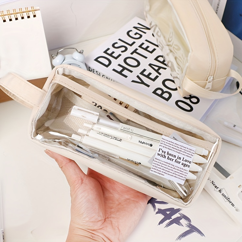 Large Clear Pencil Box. Portable Transparent Stationery - Temu