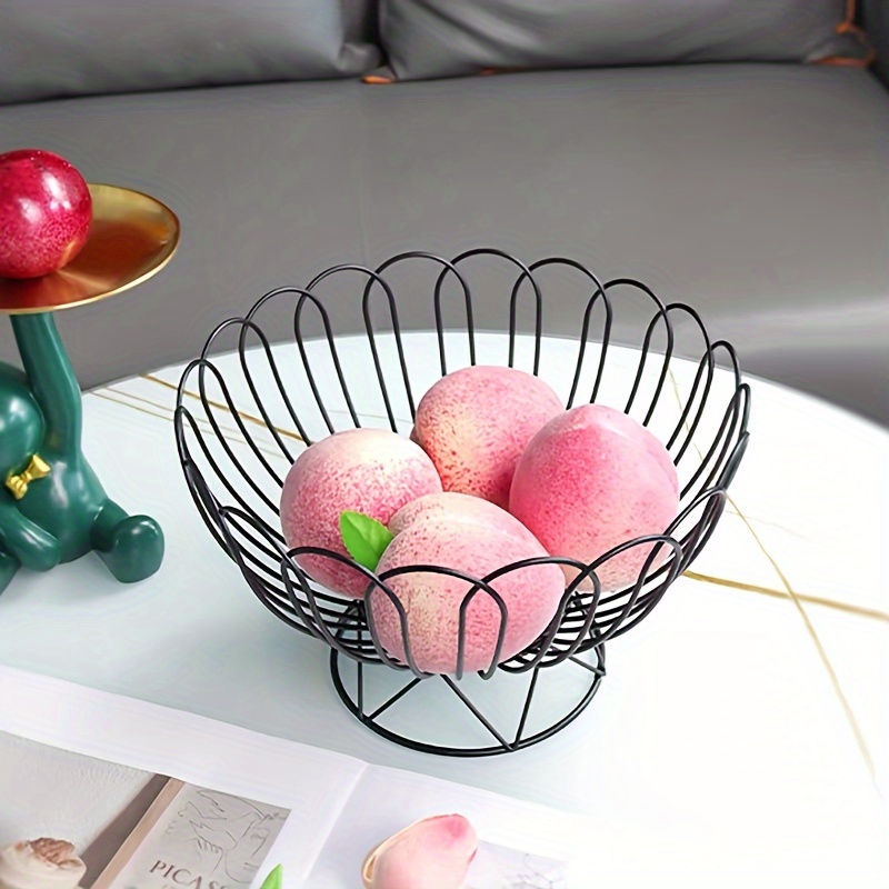 1pc Metal Fruit Storage Basket, Modern Hollow Gold Fruit Basket